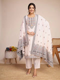 Elegant Mirror Work Kurti Set in Pure Cotton with Jacquard Detailing