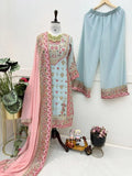 Fully Stitched Sharara Suit Set with Embroidery Sequence Detailing