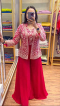 Fully Stitched Ready Made Plazzo & Blouse Set with Shrug