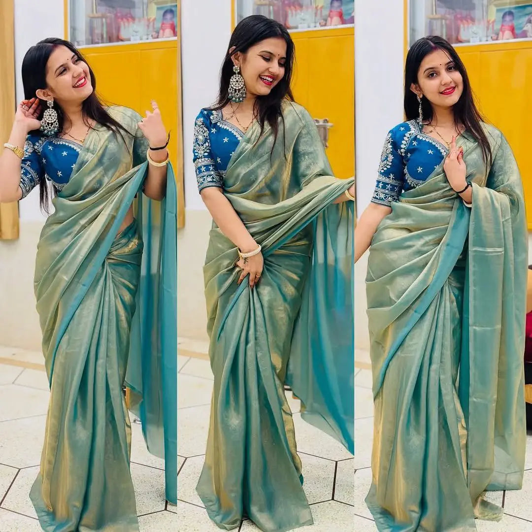 Elegant Space Silk Saree with Embroidered Blouse