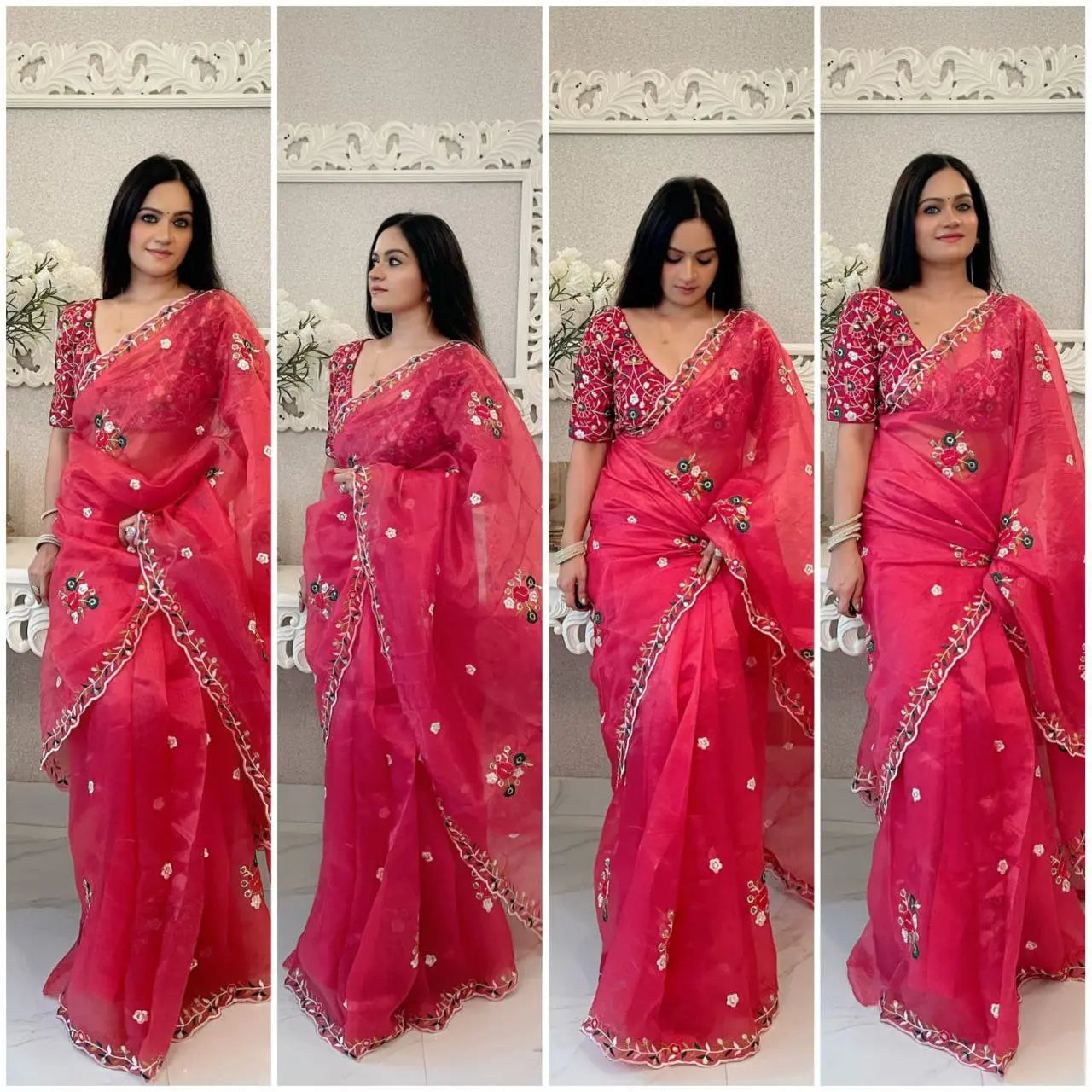 Luxury Organza Silk Saree for Weddings – Soft and breathable fabric with beautiful embroidery.