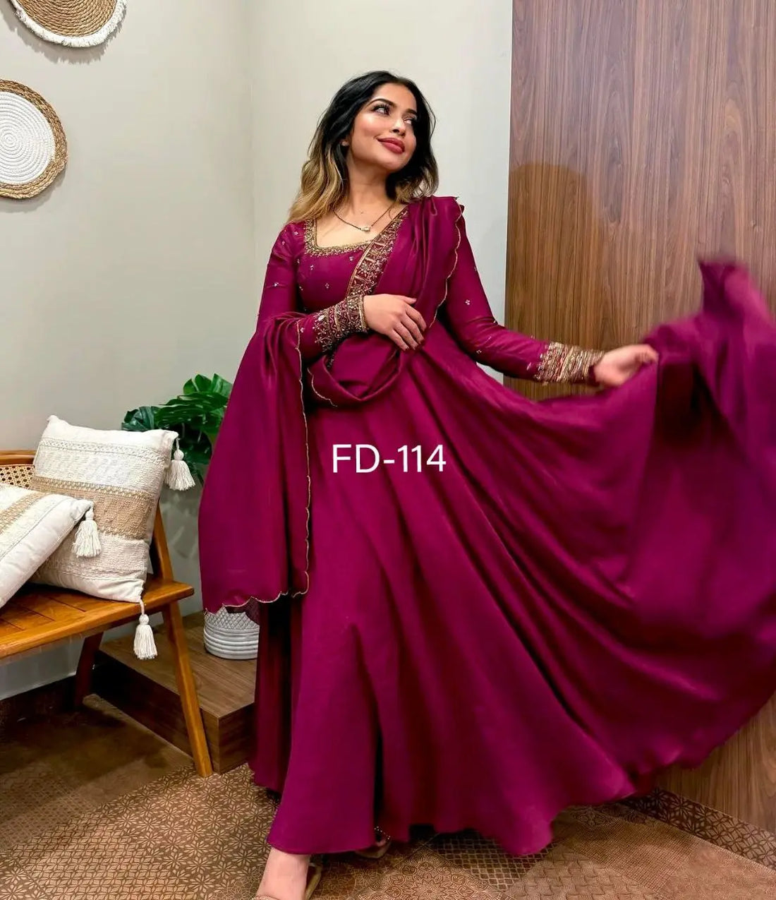 Presenting New &nbsp;Pure Vichitra Silk Gwon Pent and Dupatta Set Fully Stitched Ready To Wear NextBuy
