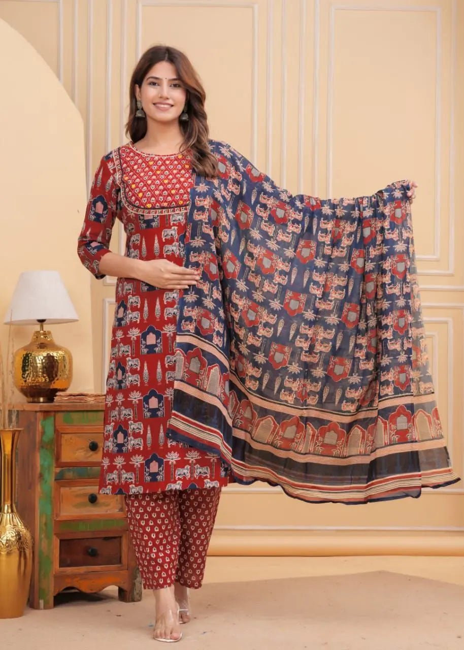 Elegant Straight Kurta Set for Women – Handwork Cotton Suit Sale NextBuy