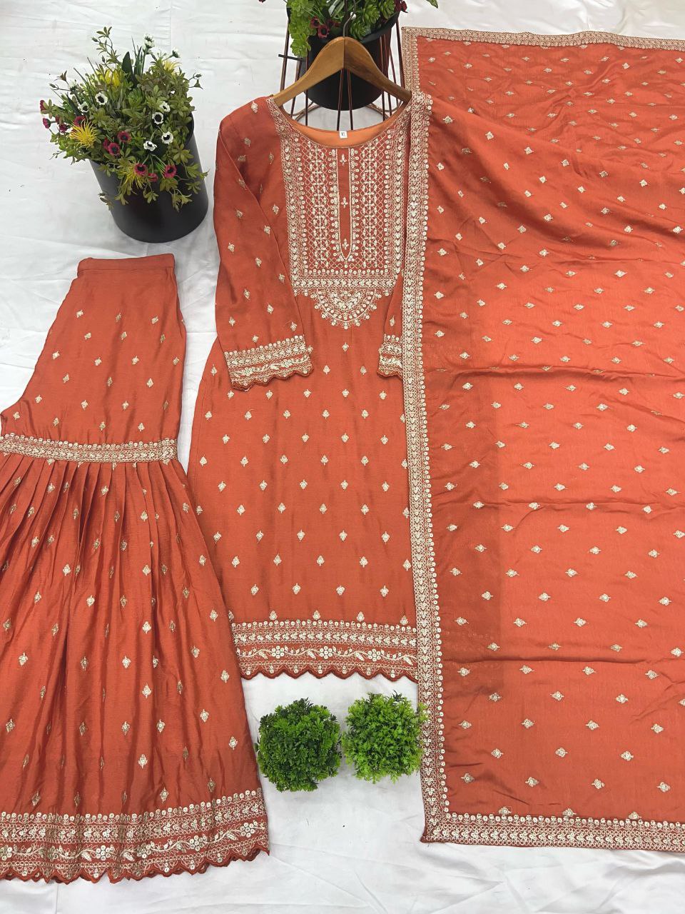 Designer Party Wear Sharara Set – Heavy Chinon Silk with Embroidery NextBuy