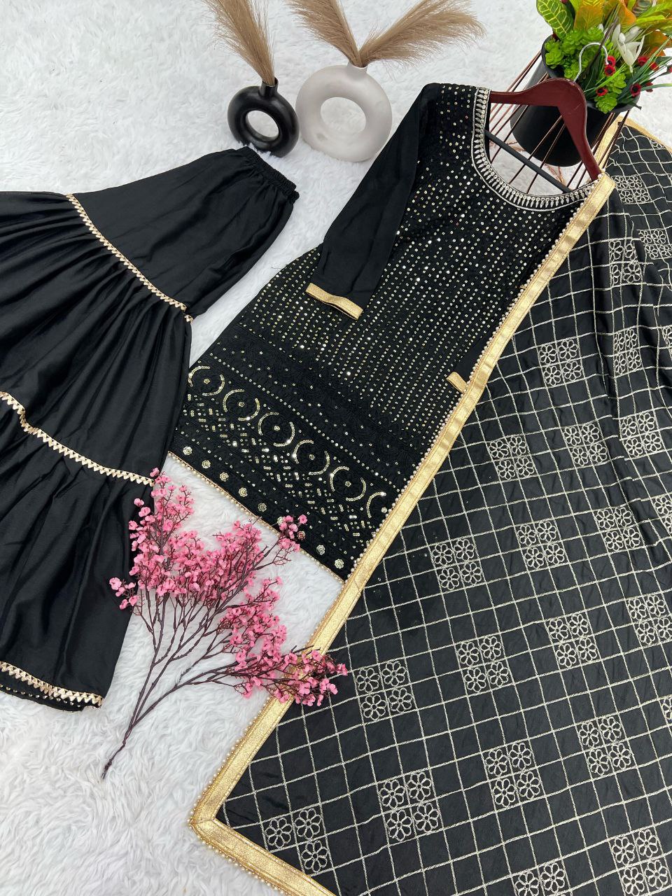 Designer Faux Georgette Embroidered Plazzo Suit – Party Wear Ethnic Set for Women NextBuy