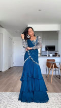 Premium Faux Georgette Lehenga Saree – Embroidered & Sequined NextBuy
