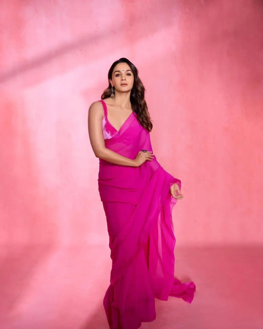 GEORGETTE SAREE WITH VISCOS VELVET BLOUSE - NextBuy