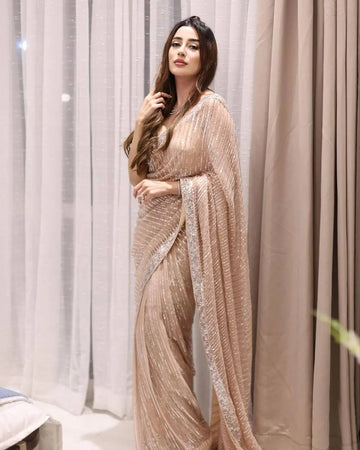 Full Saree Of Georgette With Heavy 3MM Sequins Embroidery Work - NextBuy
