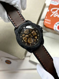 Fossil Men's Leather Strap Automatic Watch – A premium 7AAA automatic watch with a distinctive skeleton dial and brown leather strap, designed for luxury and functionality.