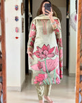 Women Floral Straight Mirror Worked Kurta Pants Set with Dupatta NextBuy