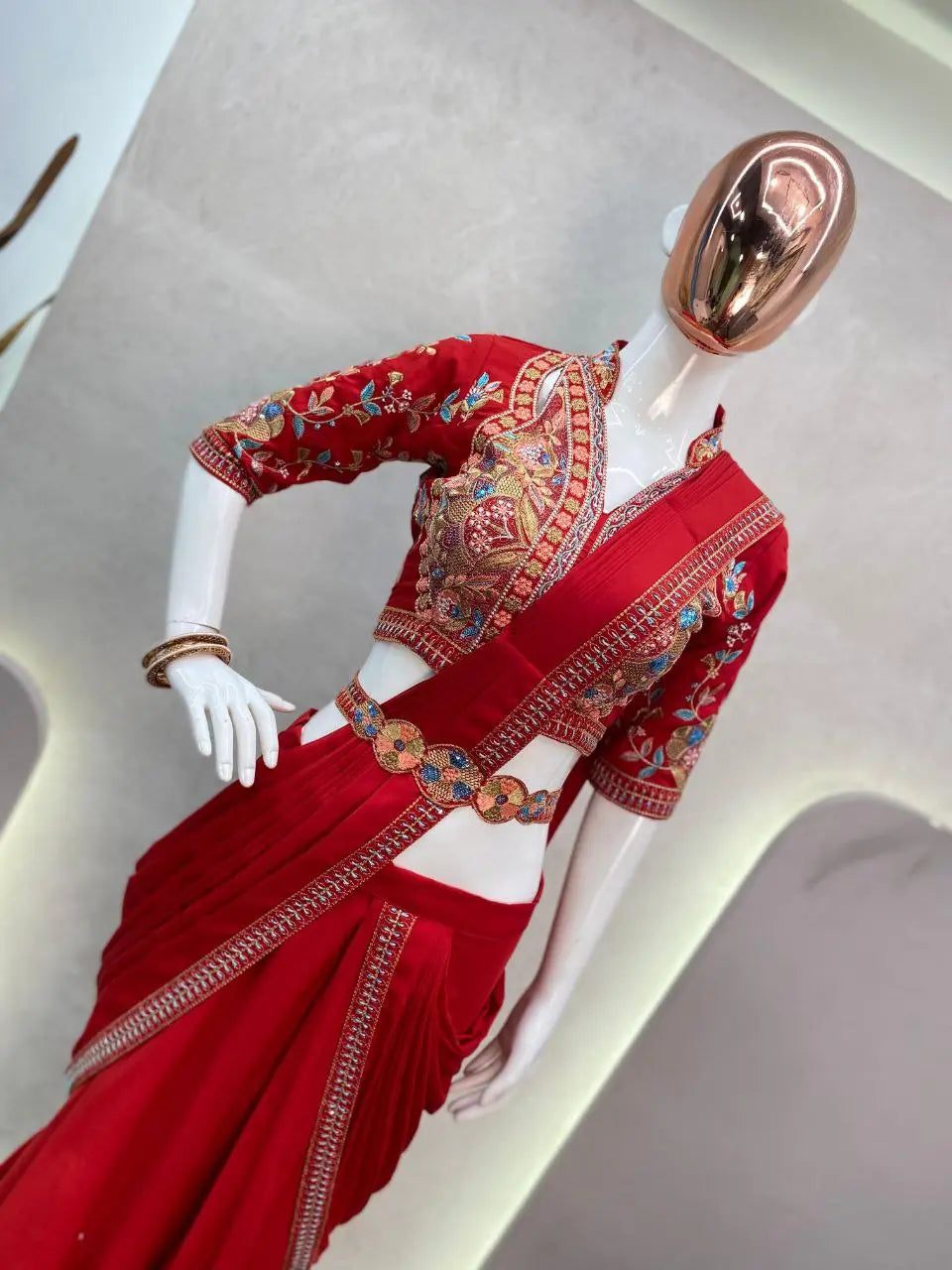 EXCLUSIVE FANCY PARTY WEAR FIYONA SILK LEHENGA SAREE WITH HEAVY WORK BLOUSE AND BELT NextBuy