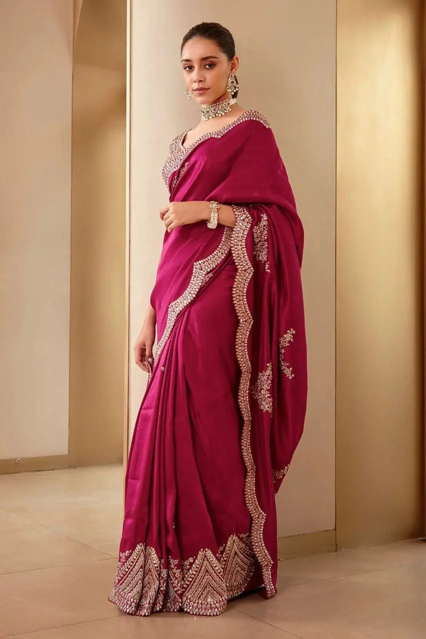 Vichitra Silk Embroidery Saree NextBuy