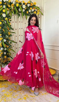 Digital Printed Organza Silk Anarkali Suit With Huge Flair NextBuy