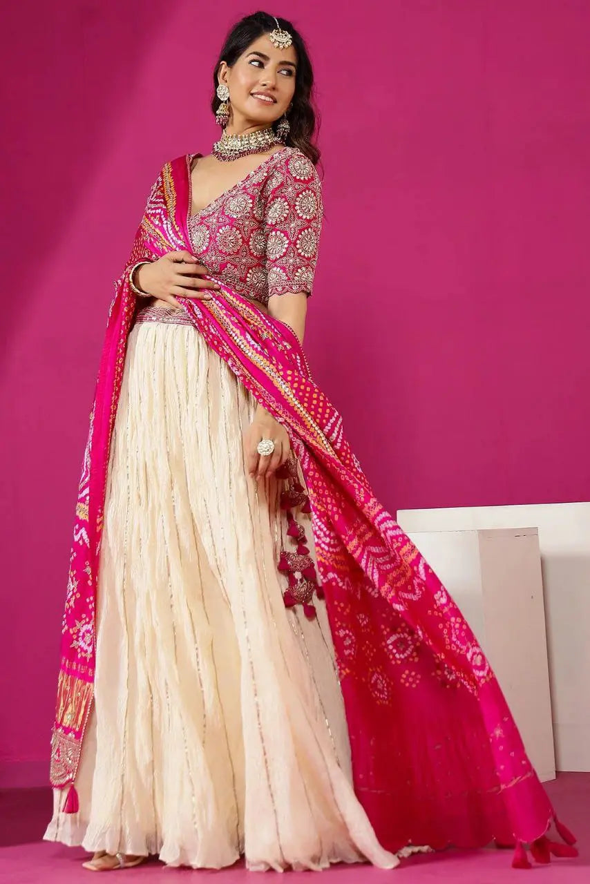 Embroidery Work Digital Print Lehenga Choli (Full Stitched) NextBuy