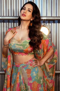 DESIGNER FANCY WESTERN STYLE CREAP SILK PRINTED AND PAN MIROR WORK KOTI, BLOUSE WITH WESTERN BOTTOM NextBuy