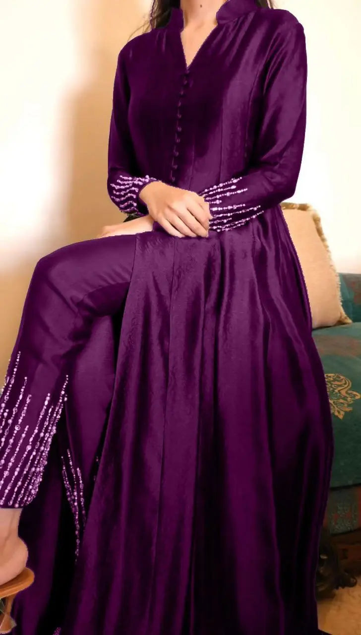 Premium Designer Chinon Silk Top & Pant Set with Thread & Sequence Work NextBuy