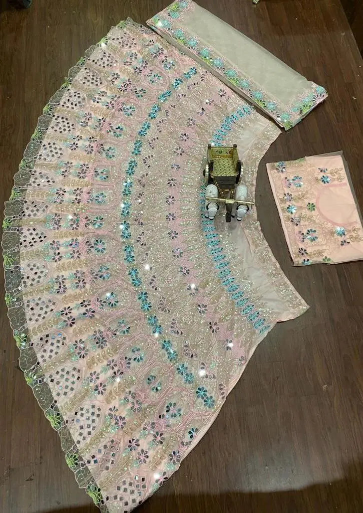 Launching Exclusive 4-Meter Flare Real Mirror Embroidery Sequins Work Lehenga NextBuy