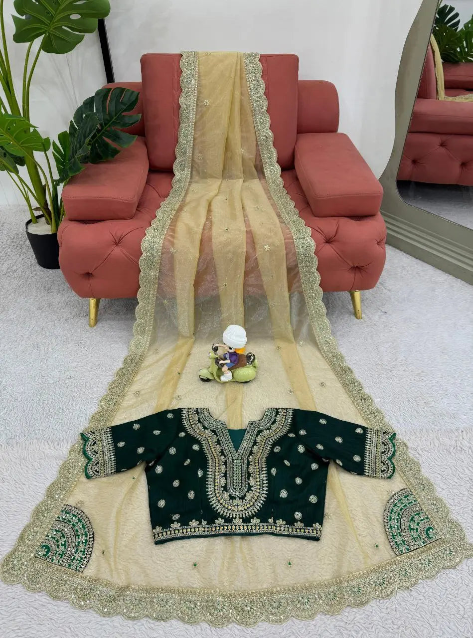 Elegant Designer Saree with Saree Blouse Designs & Sequins Work – Blouse in Mono Bengali Silk NextBuy