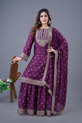 Designer Party Wear Sharara Set – Heavy Chinon Silk with Embroidery NextBuy