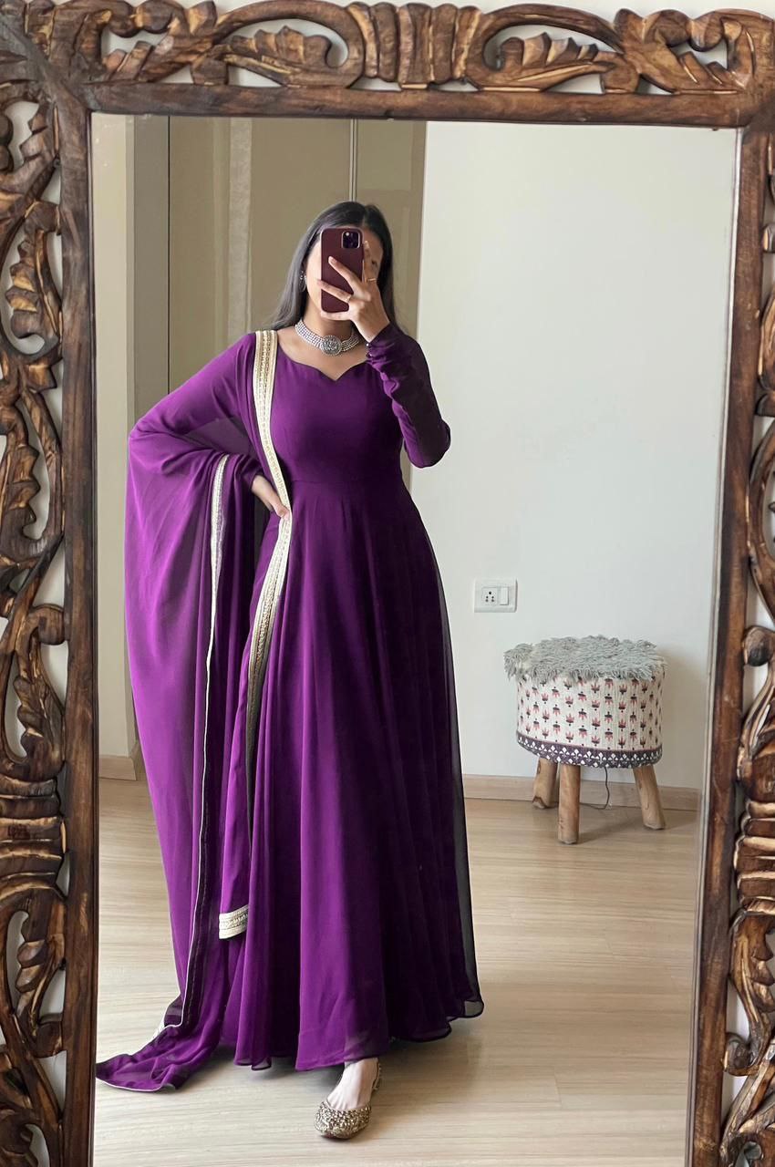 Elegant Fox Georgette Gown with Dupatta – 6 Colors & All Sizes NextBuy