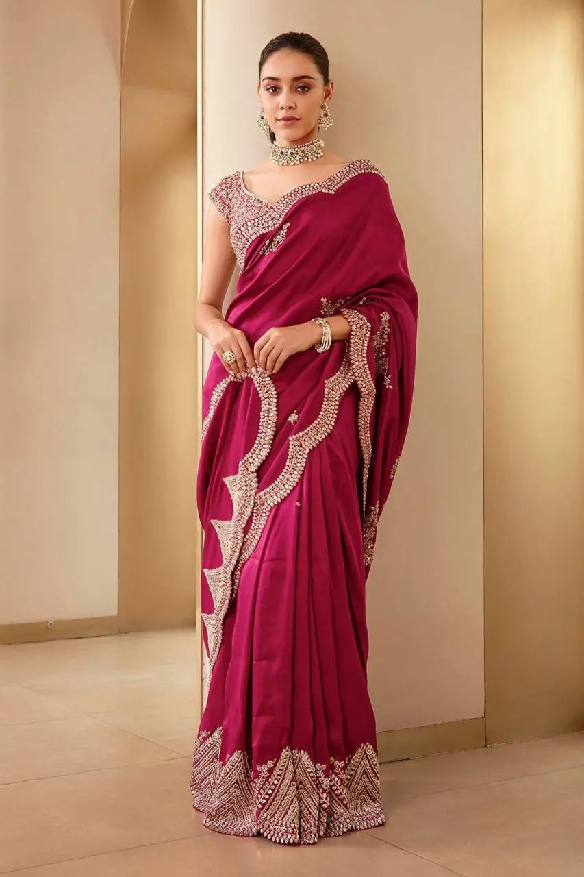 Vichitra Silk Embroidery Saree NextBuy