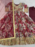 Elegant 3-Piece Gown Set with Dupatta & Bottom - Premium Chinon Silk with Embroidery Work NextBuy