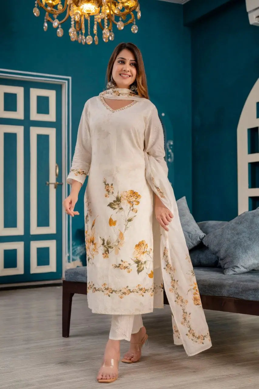 Elegant Kurta Set with Dupatta - Premium Cotton Fabric with Hand Work NextBuy