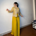 Comfortable Ready Made Plazzo & Designer Blouse Set with Shrug