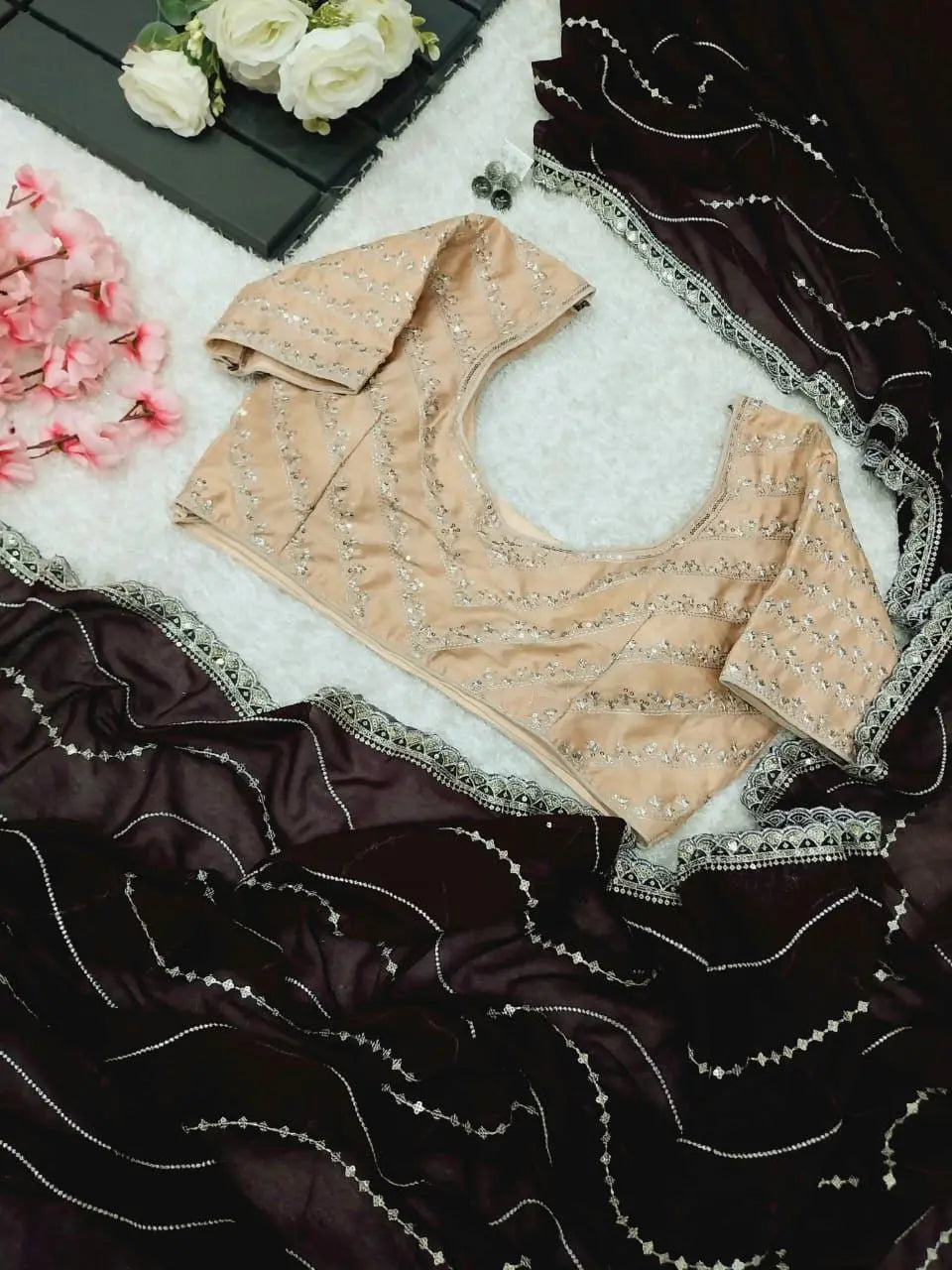 Pure Blooming Silk Georgette Saree With Sequence Design NextBuy