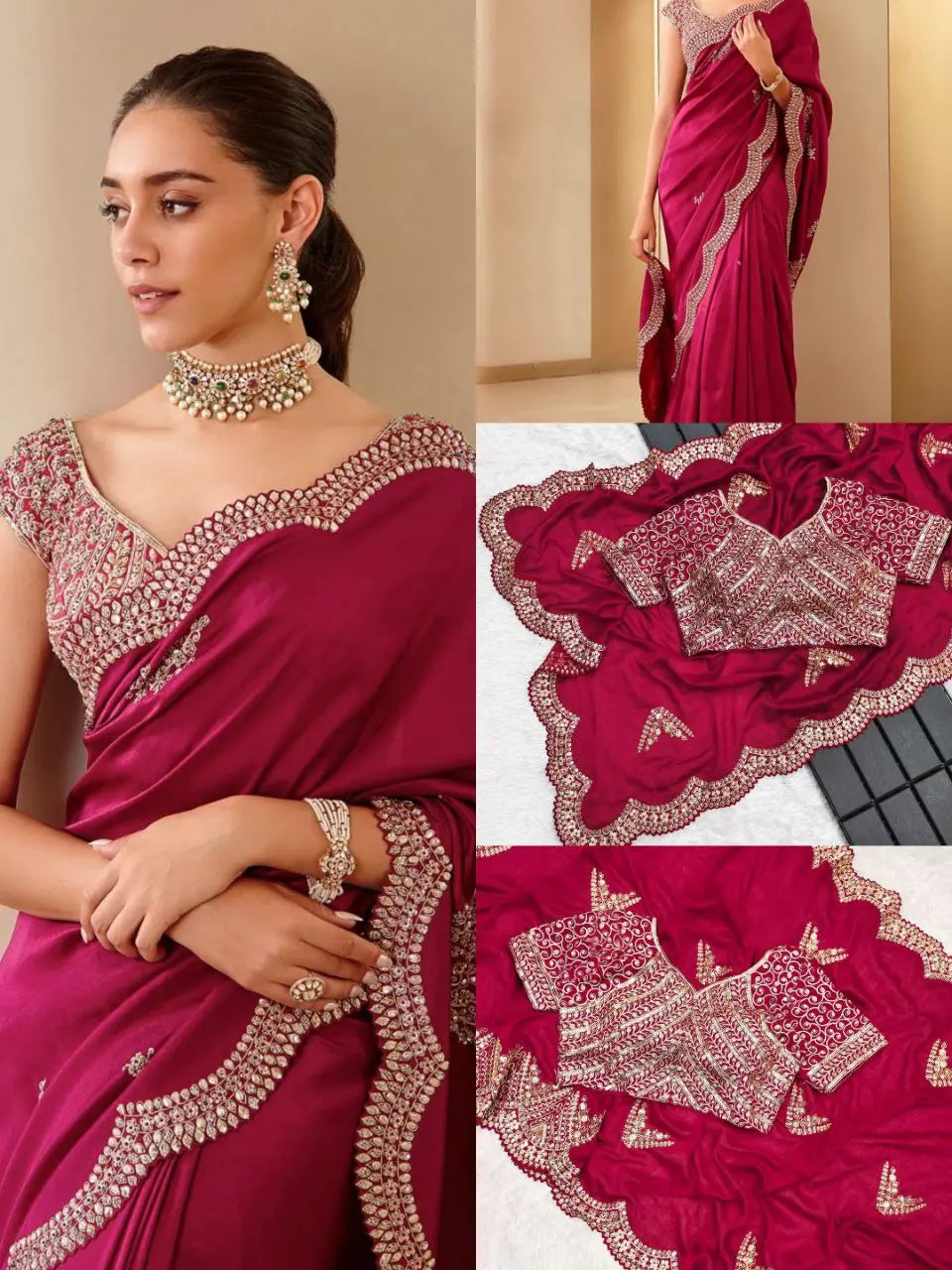 Vichitra Silk Embroidery Saree NextBuy