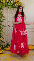 Digital Printed Organza Silk Anarkali Suit With Huge Flair NextBuy