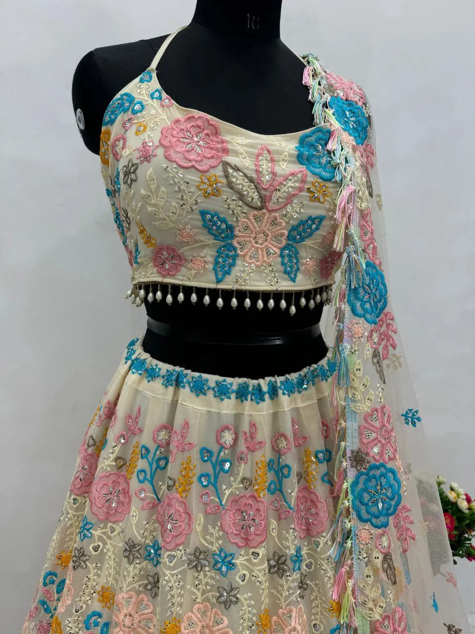 BRIDAL WEAR HEAVY FUAX GEORGETTE EMBROIDERED SEQUENCE WORK LEHENGAS CHOLI WITH DUPATTA NextBuy