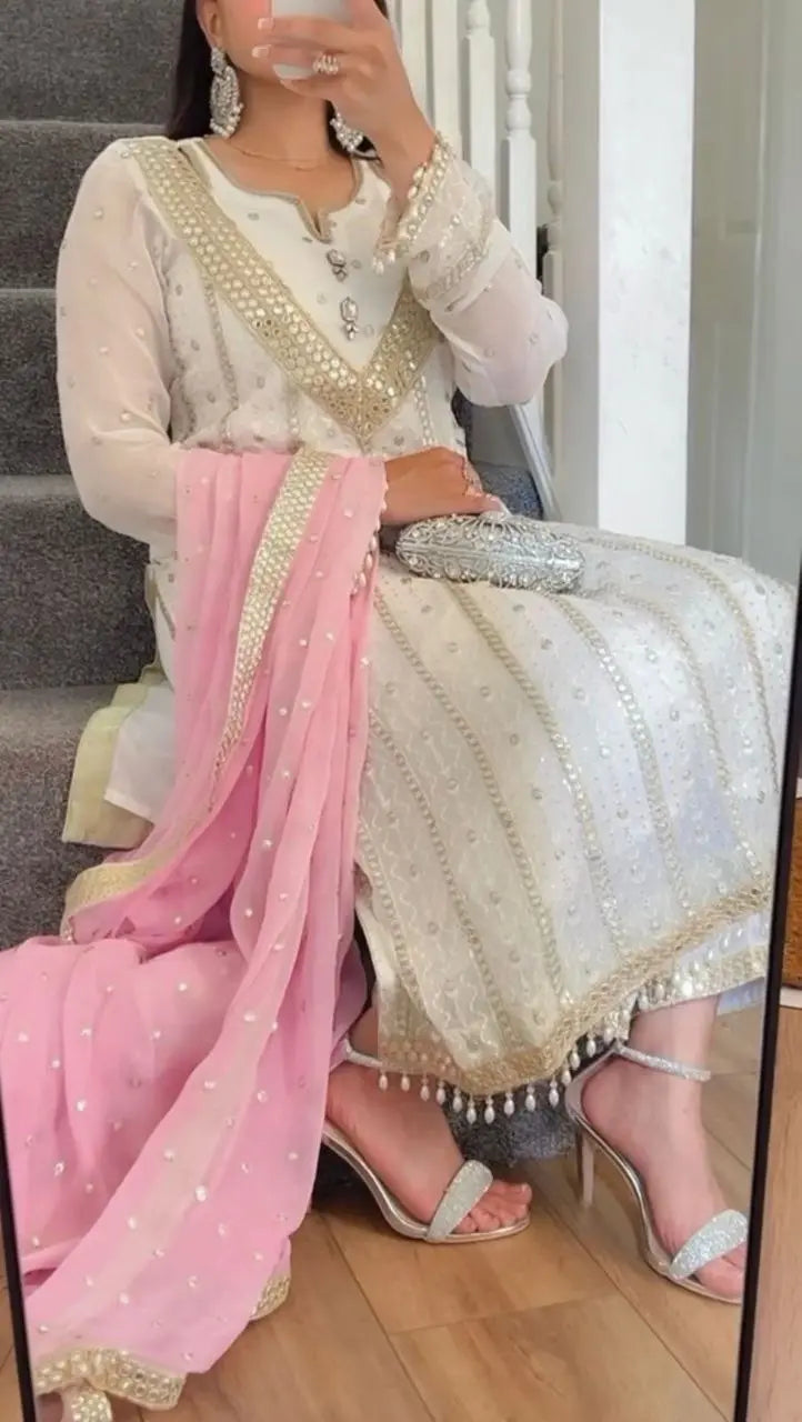 Summer Special Designer Party Wear Long Pakistani Suit - Fancy Embroidery & Sequence Work NextBuy