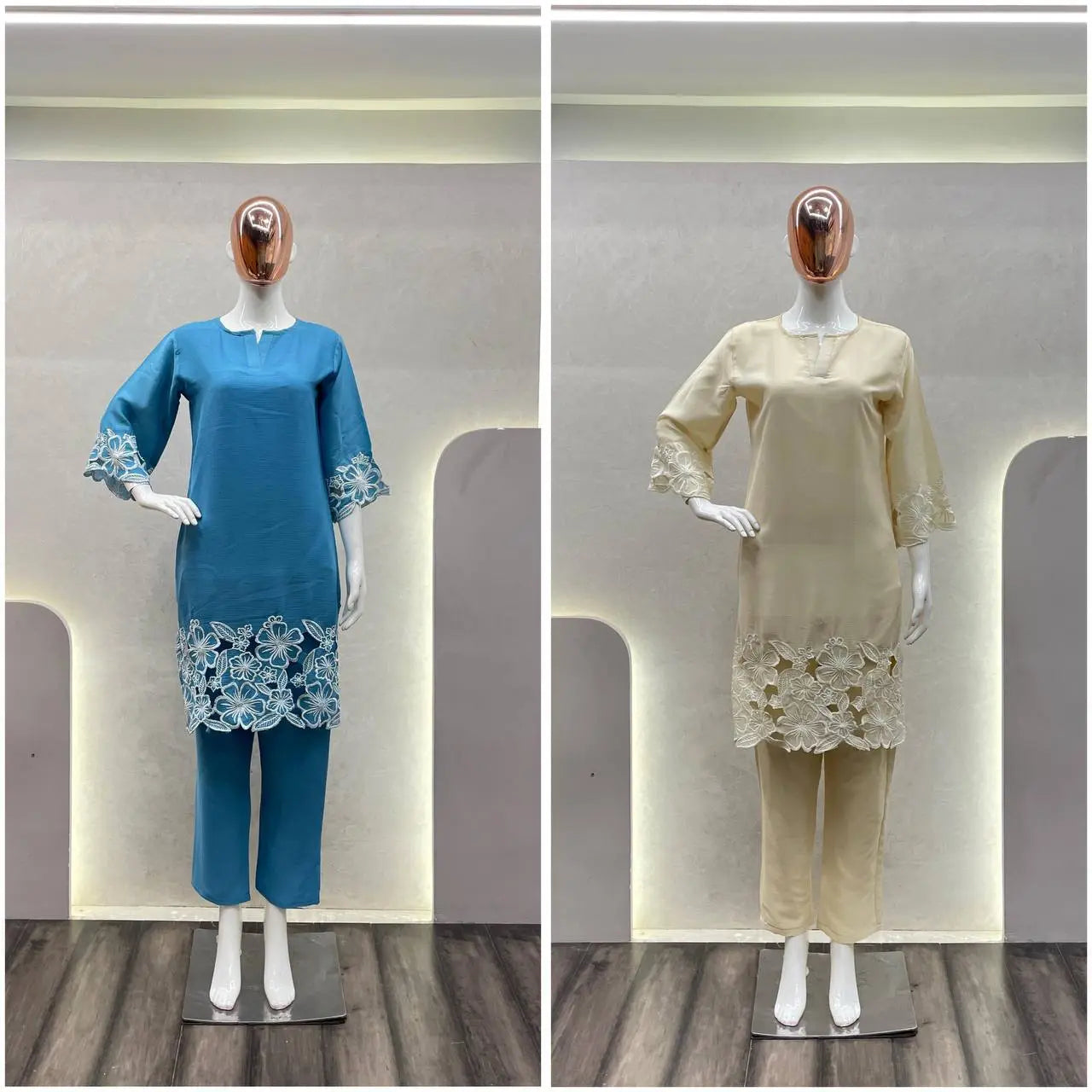 DESIGNER EXCLUSIVE NEW HEAVY CHINON FABRIC WITH EMBROIDERY WORK CO-ORDSETS NextBuy