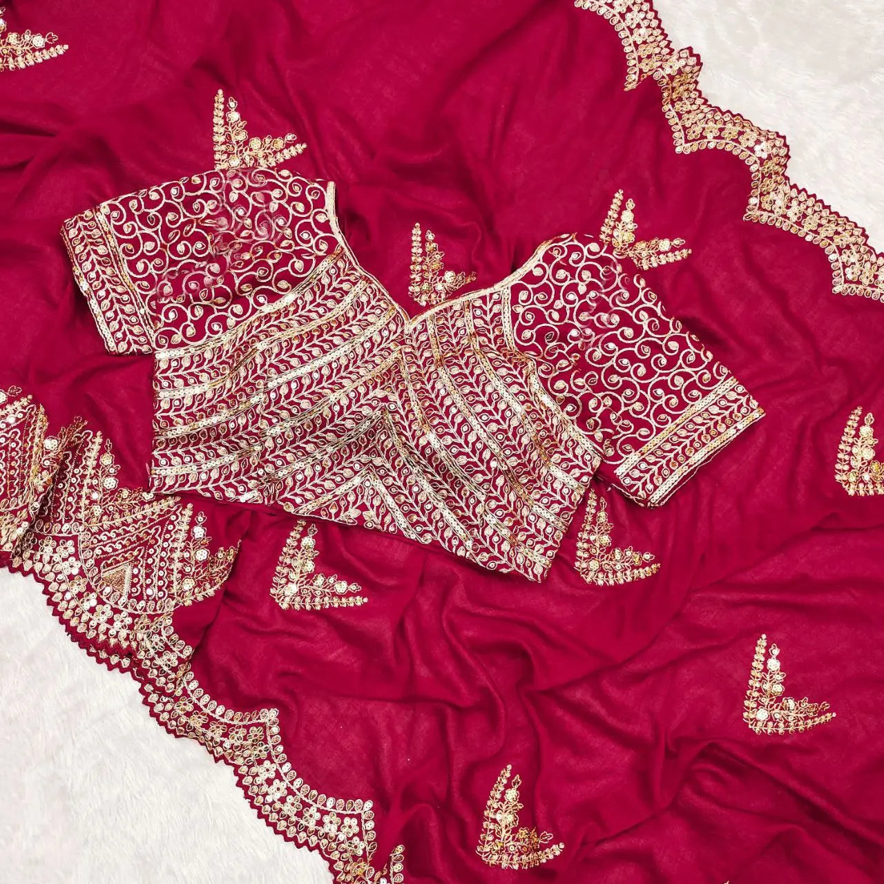 Vichitra Silk Embroidery Saree NextBuy