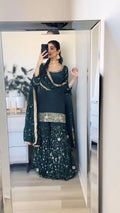Heavy Faux Georgette With Embroidery Sequence Work with Sleeve and Heavy Lace Work NextBuy