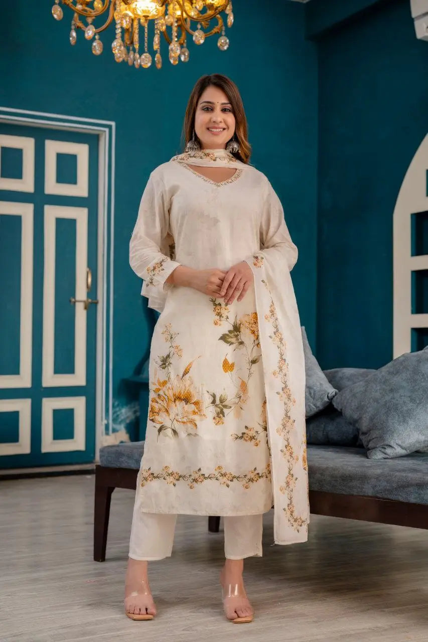 Elegant Kurta Set with Dupatta - Premium Cotton Fabric with Hand Work NextBuy