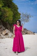 Hakoba cotton dress with frill sleeves