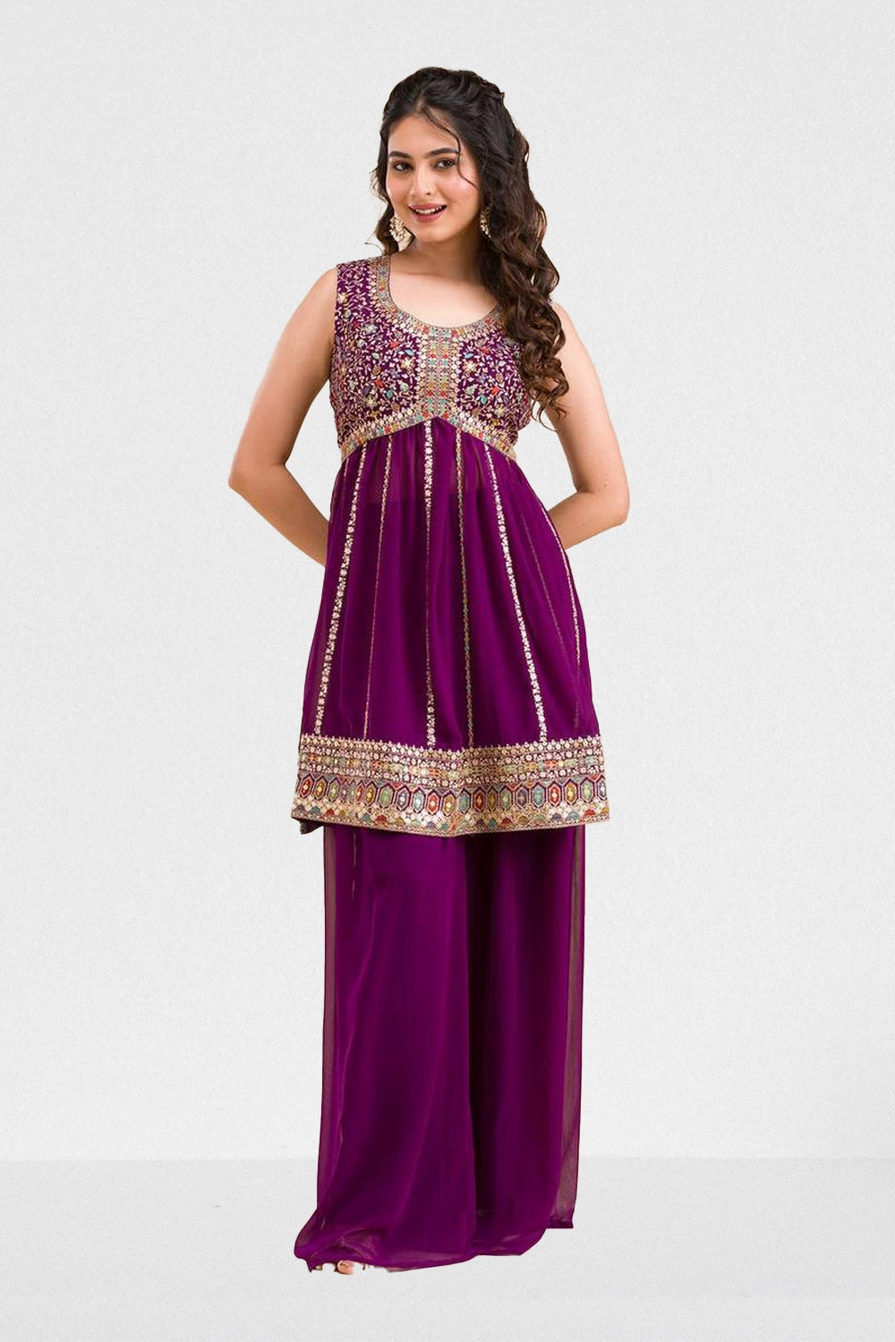 Plazo and dupatta set in heavy georgette