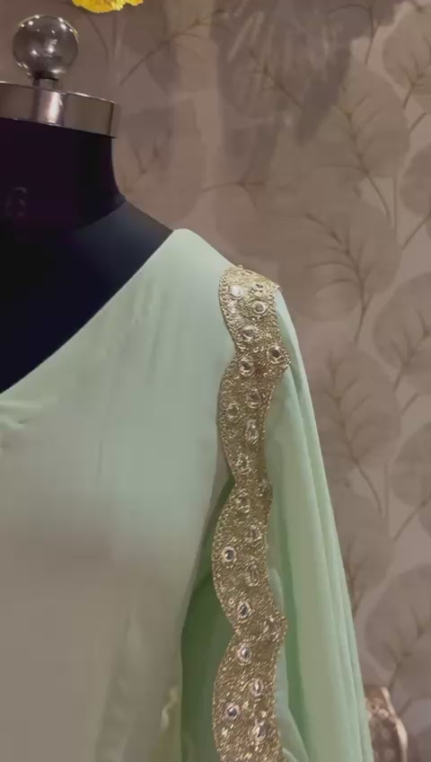 Gown with butter silk pants