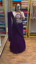 Heavy chinon dupatta with sequence work close-up