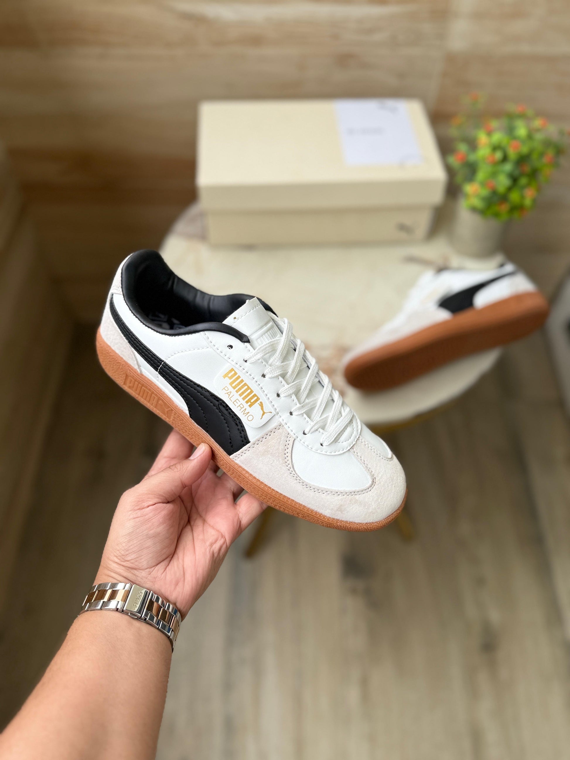 Puma Palermo OG White Sneakers with Box – Top View