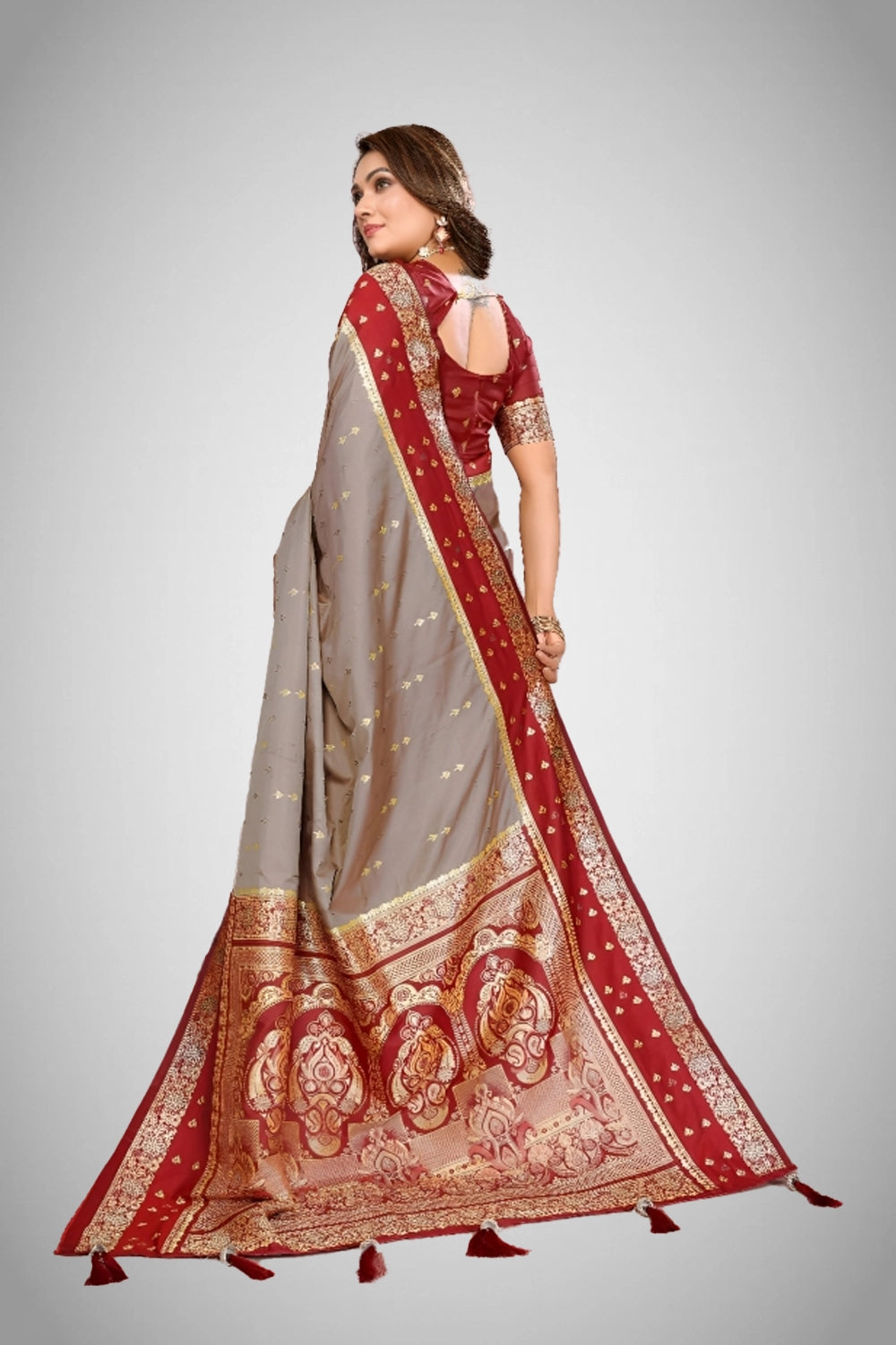 Kalamkari saree draped front view