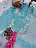 Pure natural crepe palazzo with 3 mm sequin embroidery