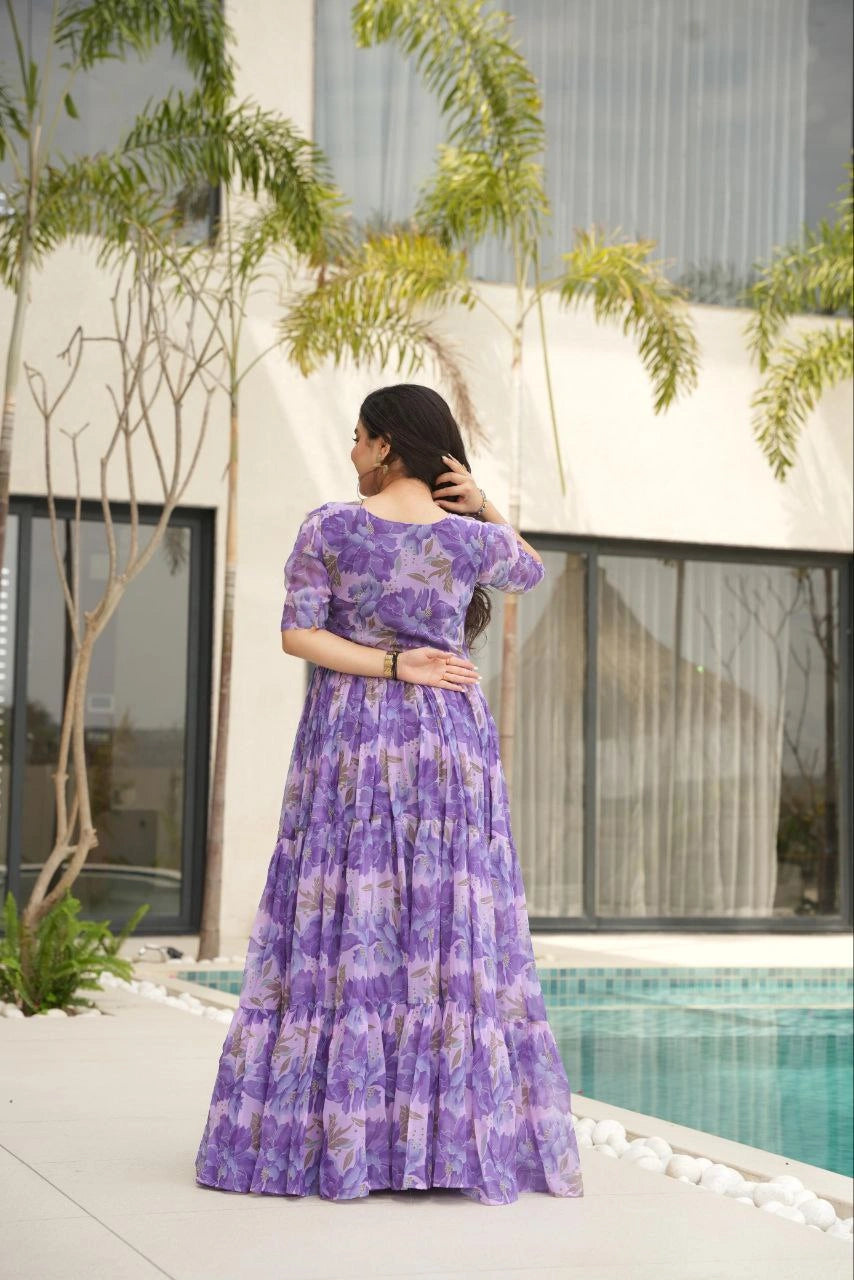 Elegant purple gown for festive wear