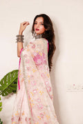 Pink raw silk blouse for organza saree
