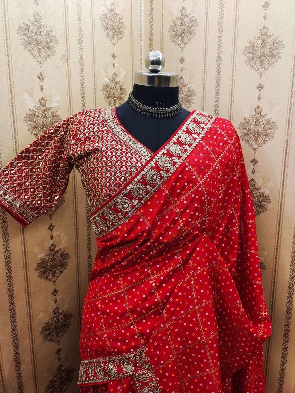 Full saree drape with blouse combination
