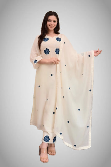 Reyon slub embroidered top front view