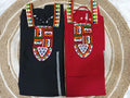 Side view of Roman silk dress with patch design