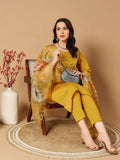 Traditional Indian Kurti set with embroidered details and organza dupatta